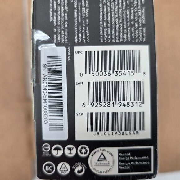 JBL Clip 3 Black Portable Bluetooth Speaker JBLCLIP3BLKAM - Picture 6 of 7